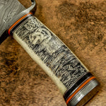 UK Custom Damascus SCRIMSHAW Art knife