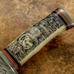 UK Custom Damascus SCRIMSHAW Art knife