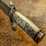 UK Custom Damascus SCRIMSHAW Art knife