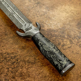 IMPACT CUTLERY RARE CUSTOM DAMASCUS DAGGER KNIFE SCRIMSHAW