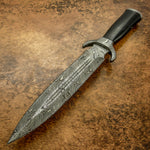 IMPACT CUTLERY RARE CUSTOM DAMASCUS DAGGER KNIFE SCRIMSHAW