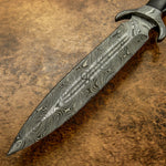 IMPACT CUTLERY RARE CUSTOM DAMASCUS DAGGER KNIFE SCRIMSHAW