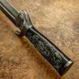 IMPACT CUTLERY RARE CUSTOM DAMASCUS DAGGER KNIFE SCRIMSHAW