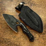 UK Custom Cleaver Knife, Black powder coated, Micarta Handle