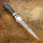 IMPACT CUTLERY RARE CUSTOM D2 ART DAGGER KNIFE SCRIMSHAW WORK
