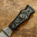 IMPACT CUTLERY RARE CUSTOM D2 ART DAGGER KNIFE SCRIMSHAW WORK
