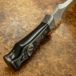IMPACT CUTLERY RARE CUSTOM D2 ART DAGGER KNIFE SCRIMSHAW WORK