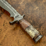 Buy UK Custom damascus Knife, Fossilized Bone