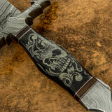 IMPACT CUTLERY RARE CUSTOM DAMASCUS SWORD SCRIMSHAW WORK