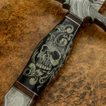 IMPACT CUTLERY RARE CUSTOM DAMASCUS SWORD SCRIMSHAW WORK