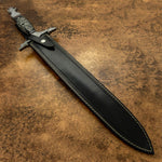 IMPACT CUTLERY RARE CUSTOM DAMASCUS SWORD SCRIMSHAW WORK