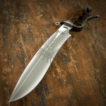 Buy UK custom Sasquatch Bowie Knife, D-guard, Hand Forged Damascus, Burl wood