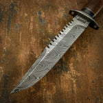 UK custom damascus fighter knife, stacked leather handle