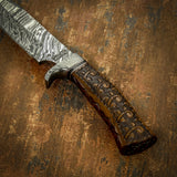 UK custom damascus knife, carving