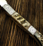 Ram Horn Engraved Bolster IMPACT CUTLERY UK custom hatchet tomahawk axe