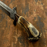 Buy UK Handmade Knife, UK Custom Knife, UK Hand made Knife, Hunting Knife, Dagger, Sword, Pocket Knife, Folding Knife, Chef Knife, Tracker, Survival knife, Bespoke, Kitchen Knife, Cleaver Knife, Bush craft, Axes, Hatchets, Matchets, Hand Forged Damascus, CROWN ANTLER BOWIE