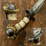 Buy UK Handmade Knife, UK Custom Knife, UK Hand made Knife, Hunting Knife, Dagger, Sword, Pocket Knife, Folding Knife, Chef Knife, Tracker, Survival knife, Bespoke, Kitchen Knife, Cleaver Knife, Bush craft, Axes, Hatchets, Matchets, Hand Forged Damascus, CROWN ANTLER BOWIE