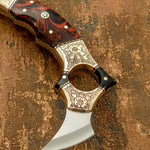 UK CUSTOM ART KARAMBIT KNIFE, ENGRAVED COPPER