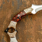 UK CUSTOM ART KARAMBIT KNIFE, ENGRAVED COPPER