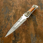 IMPACT CUTLERY RARE CUSTOM D2 FULL TANG BOOT KNIFE DAGGER STAG ANTLER