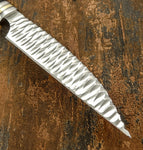 Buy UK Custom Knife, Mirror polished, Hammered, Bull Horn