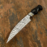 Buy UK Custom Knife, Mirror polished, Hammered, Bull Horn
