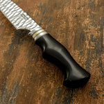Buy UK Custom Knife, Mirror polished, Hammered, Bull Horn