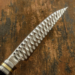 Buy UK Custom Knife, Mirror polished, Hammered, Bull Horn