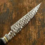 Buy UK Custom Knife, Mirror polished, Hammered, Bull Horn