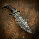 UK Custom Damascus Knife, Burl Wood