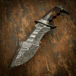 UK Custom Damascus Knife, Burl Wood