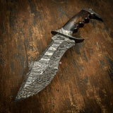 UK Custom Damascus Knife, Burl Wood