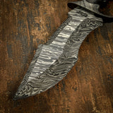 UK Custom Damascus Knife, Burl Wood