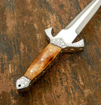 UK Custom Boot Knife, Custom Dagger, Fossilized Bone, Engraving, Art Dagger