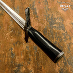 UK custom damascus Sword, Bull Horn Handle, Blood Grooved D2 Blade, Damascus Hilt