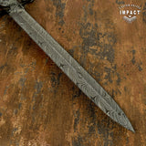 UK Custom Damascus Sword, Serpent & Eagle Claw, Bull Horn