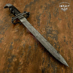 UK Custom Damascus Sword, Serpent & Eagle Claw, Bull Horn