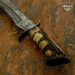 IMPACT CUSTOM DAMASCUS BOWIE CROWN ANTLER