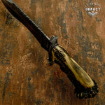 IMPACT CUSTOM DAMASCUS BOWIE CROWN ANTLER