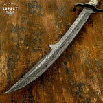 IMPACT CUSTOM DAMASCUS STAG BOWIE KNIFE