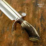 IMPACT CUTLERY RARE CUSTOM D2 HEAVY DUTY MASSIVE BOWIE KNIFE CROWN ANTLER