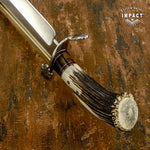 IMPACT CUTLERY RARE CUSTOM D2 HEAVY DUTY MASSIVE BOWIE KNIFE CROWN ANTLER